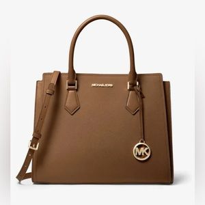 Michael Kors Hope Large Leather Satchel Messenger Bag